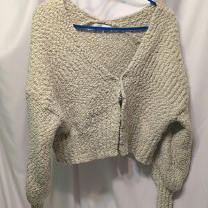Louna Lime Green Women's Cropped Sweater Hooks In Front Size Small